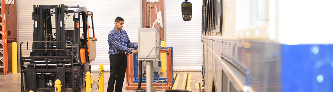 Student working at the test track.