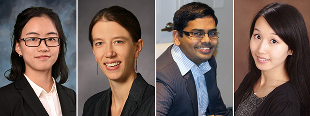 Four headshots of new faculty members