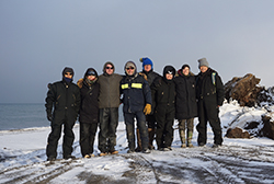 group standing in snow