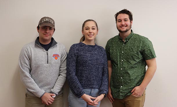 Three members of the Solar Decathalon Team, standing for camera.