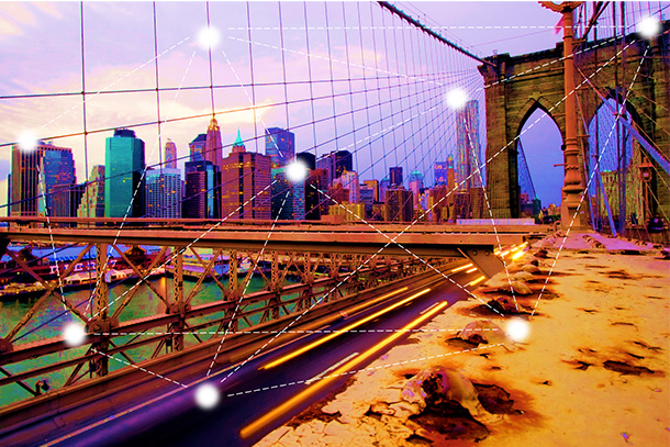 bridge with overlayed dots and lines